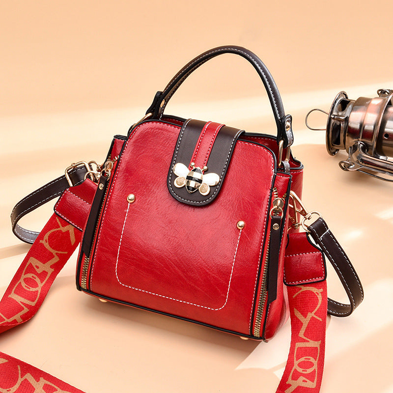 Small Square Shoulder Messenger Bag with Simple Hardware Lock Buckle
