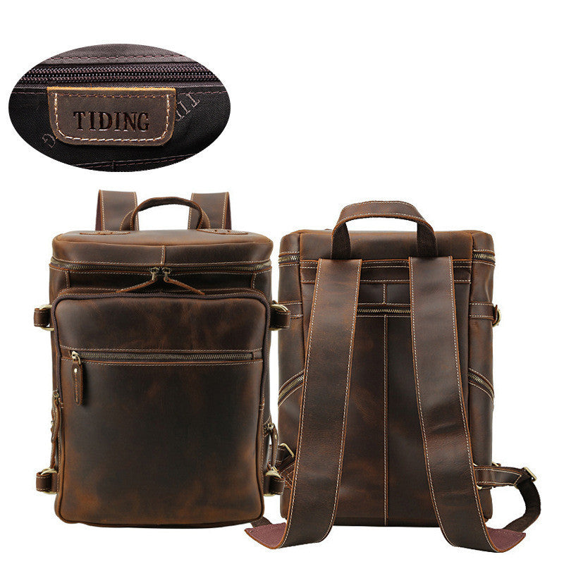 Retro Crazy Horse Leather Men's 16 Inch Large Capacity Computer Bag
