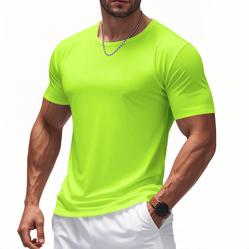 T-shirt de sport à manches courtes et col rond, séchage rapide, pour le marathon