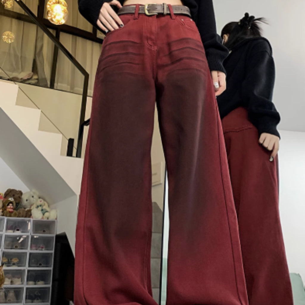 High Waist Loose Slimming Wide Leg Denim Pants for Women