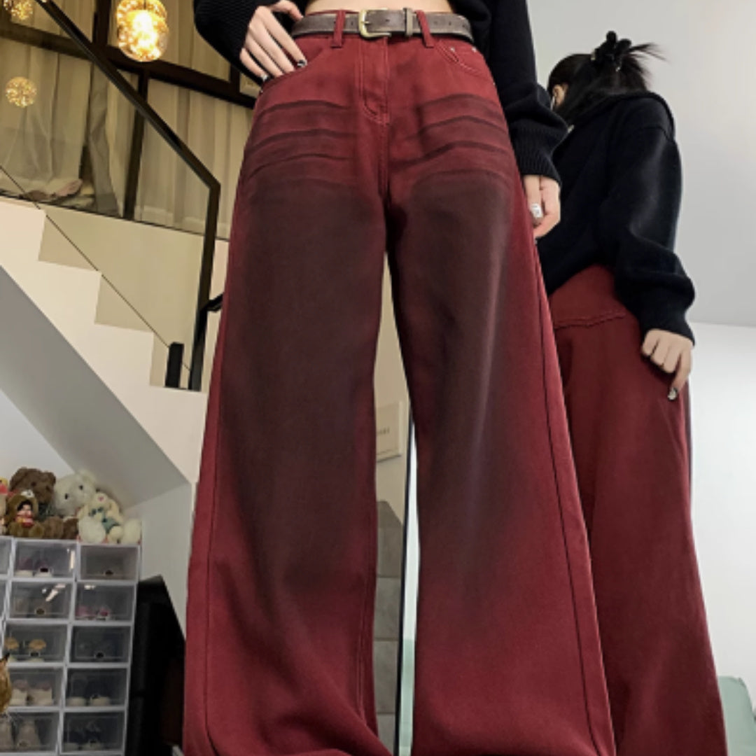 High Waist Loose Slimming Wide Leg Denim Pants for Women
