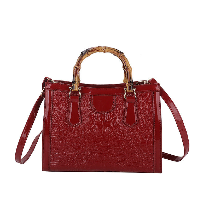 High-End PU Textile Women's Commuter Handbag