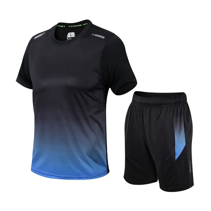 Quick Drying Men's Gradient Short Sleeve Two-Piece Set