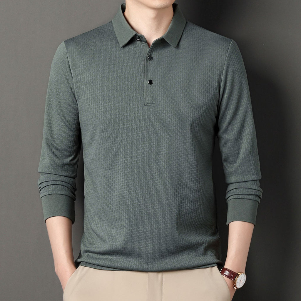 T-shirt jacquard à manches longues pour hommes jeunes et d'âge moyen, pull d'automne