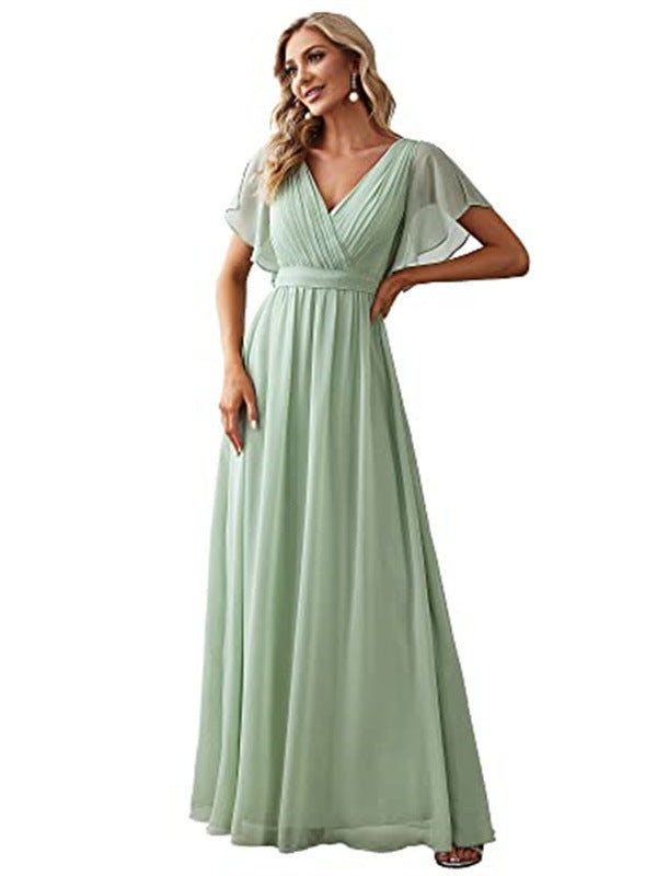 Sexy V-Neck Long Chiffon Dress for Women