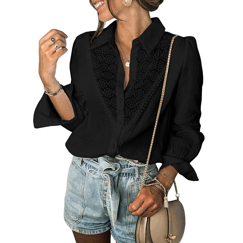 Cardigan chemise femme Shiying à coutures creuses pour l'automne