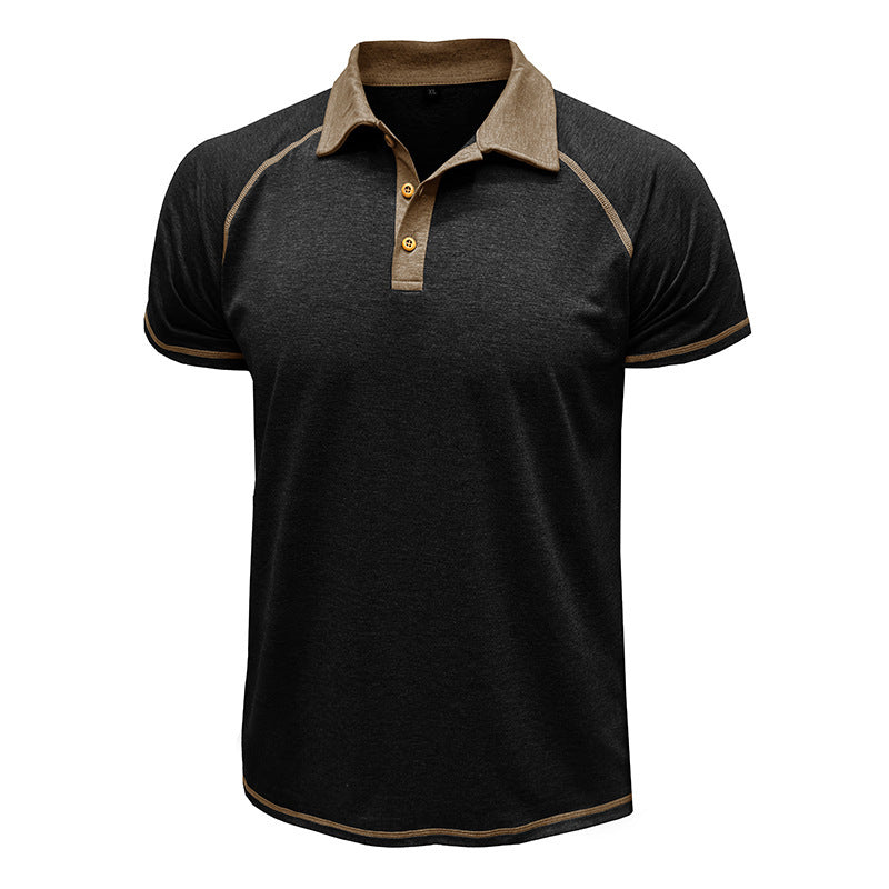 Men's Short-Sleeve Lapel Polo T-Shirt Polyester Fiber