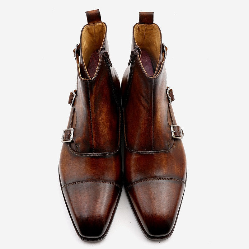 Men's Handmade Rust Brown Genuine Leather Breathable Casual Shoes