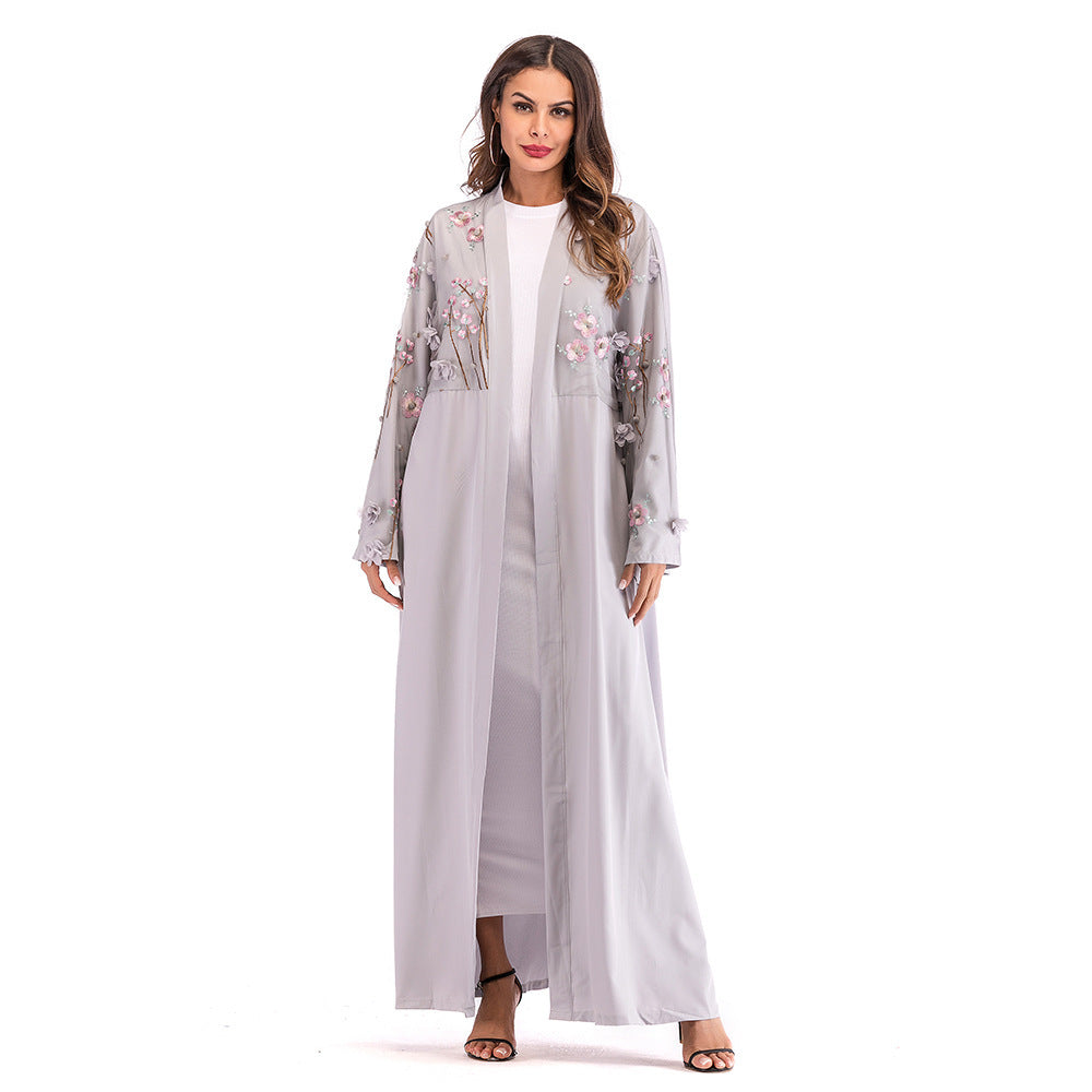 Mesh Loose Lace Up Cardigan Robe, Middle Eastern Women’s Dress