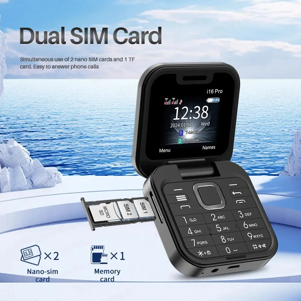 Téléphone portable à clapet Mini double SIM 2G à touches pour personnes âgées, GSM non-intelligent