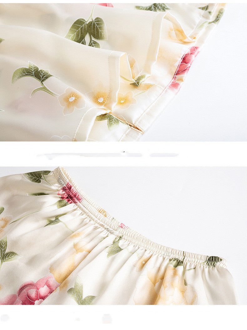 Ensemble de pyjama deux pièces en soie grande taille à manches longues printemps automne