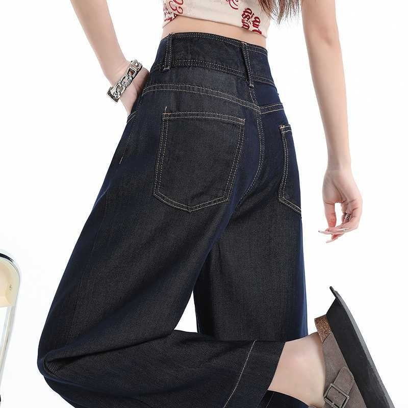 Three-proof Tencel Lyocell Cool Feeling Wide-leg Jeans Women's Summer Thin