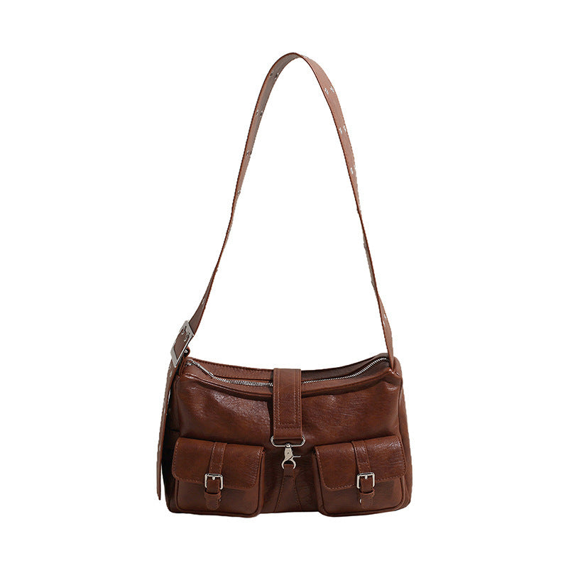 Large Capacity Locomotive Style Multi-Pocket Shoulder Bag 31x10x20