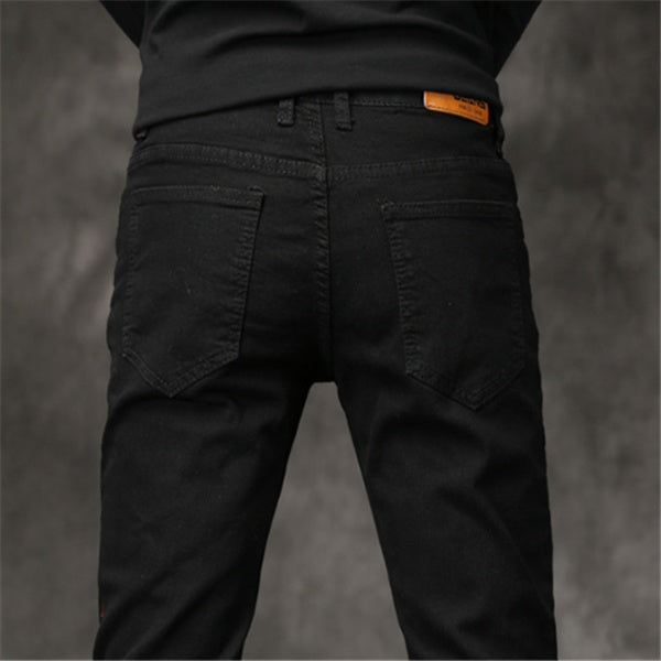 Slim-Fit Stretch Cotton Men's Pants in Black,