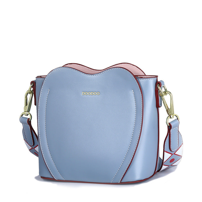 Women's Peach Heart PU Shoulder Bag Crossbody Bucket Bag