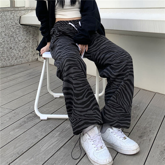 Men's And Women's Thickened Printed Wide-leg Casual Pants