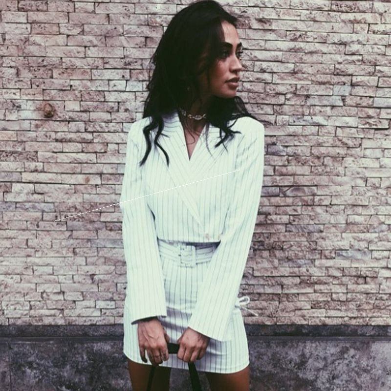 Ensemble Blazer Rayé Deux Pièces