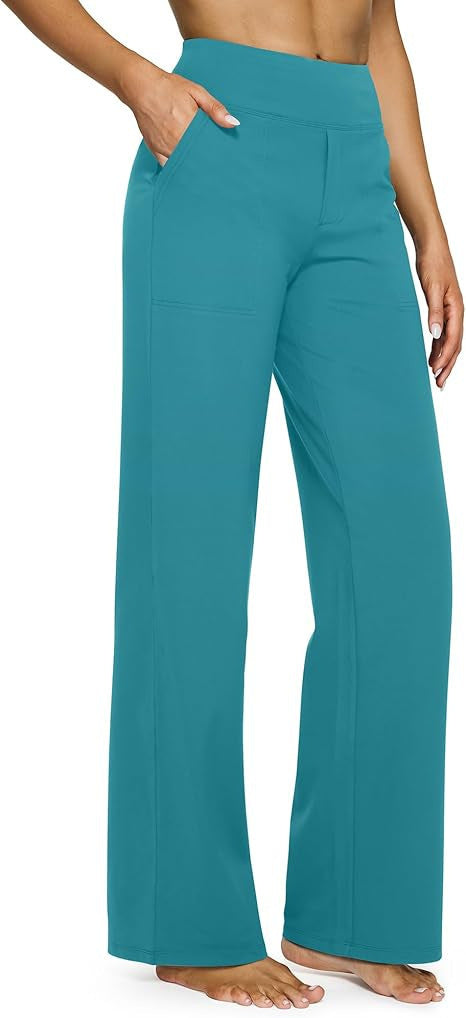 High Waist Knitted Straight Trousers with Pockets