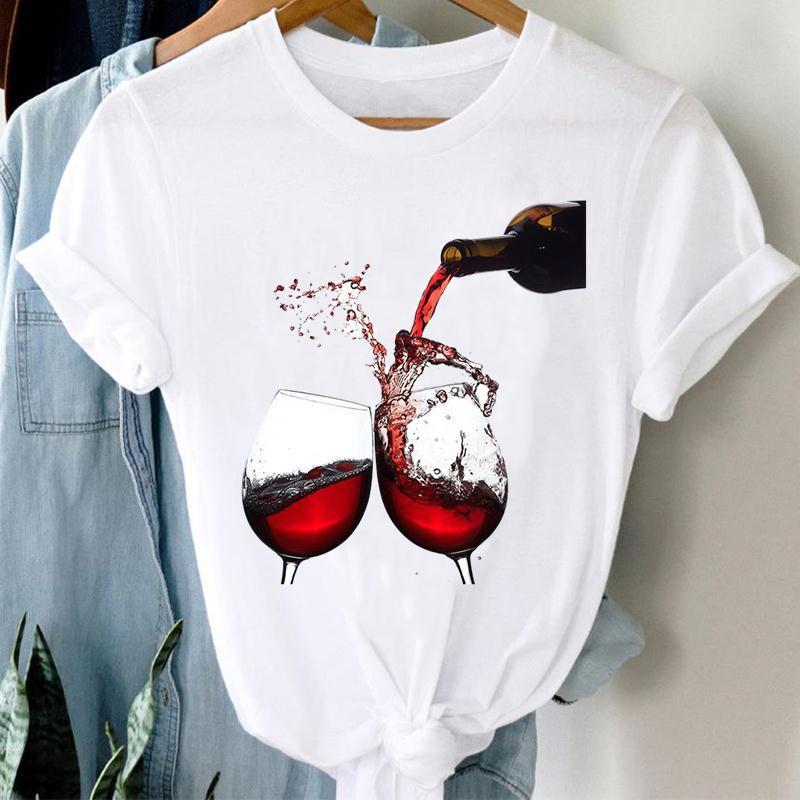 Women’s Wine Print Short Sleeve Casual Top