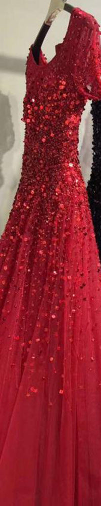 Host Evening Gown Sequin Beading Cocktail Dress in Organza Polyester