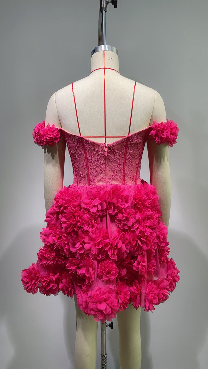 European And American Women's Clothing Handmade Flower Dress Gauze Skirt