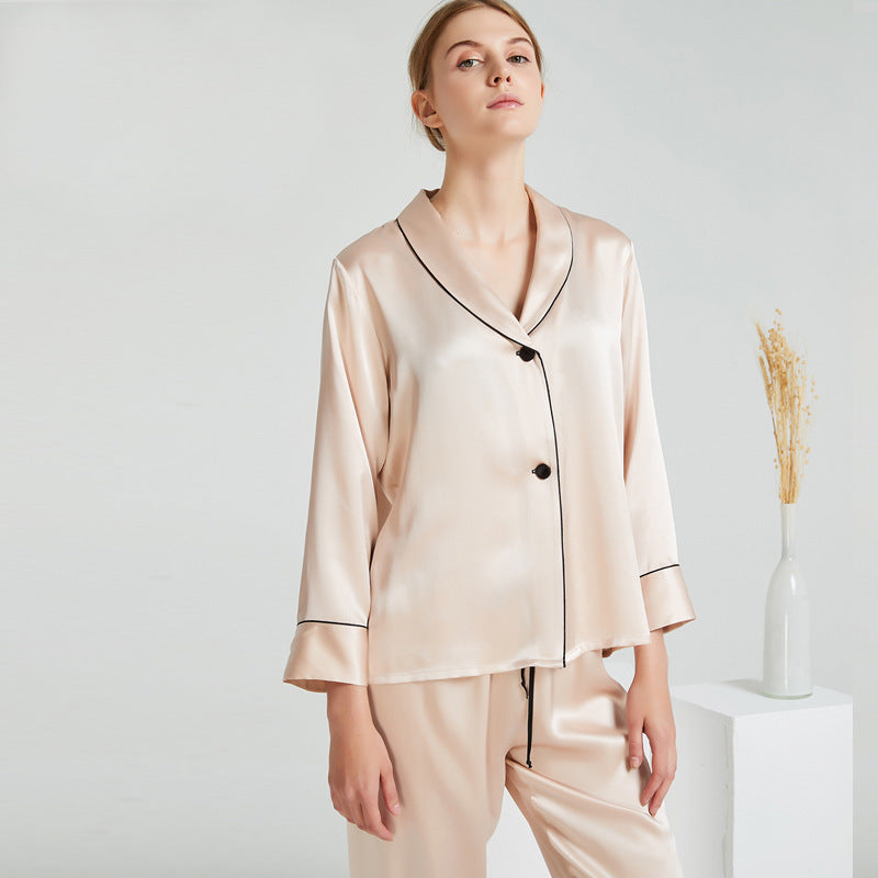 Ensemble de pyjama en soie à manches longues avec col à fruits verts pour filles