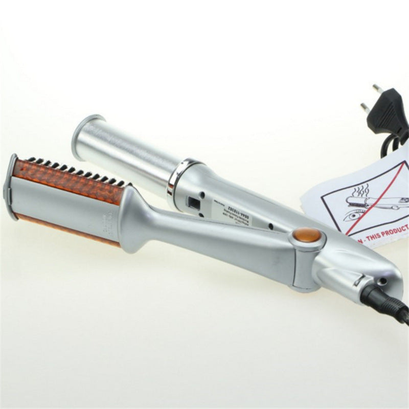 2-in-1 Hair Straightener and Curler Silver White Dual Purpose Tool