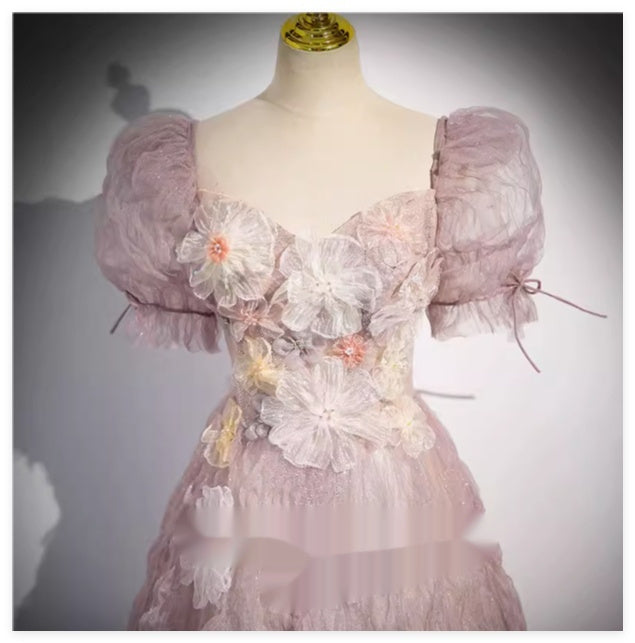 Nouvelle Robe de Soirée Rose Décolleté en V Profond pour Banquet de Fiançailles