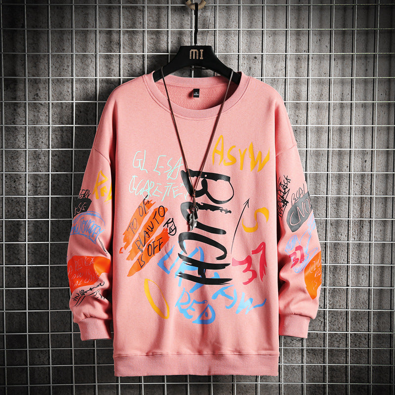 Graffiti hand-painted loose men's sweater