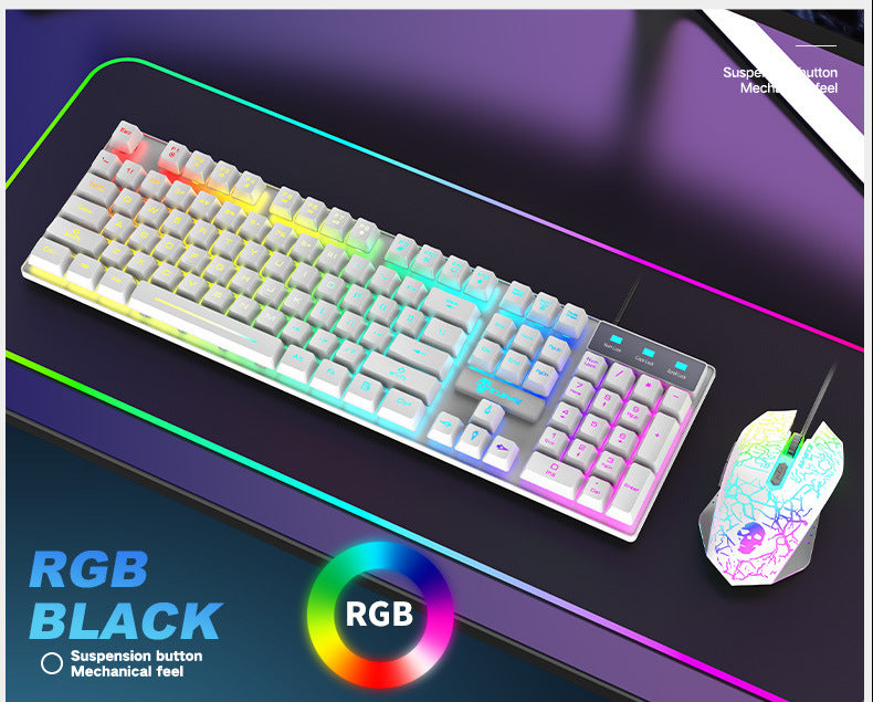 Ensemble clavier et souris lumineux RVB Kuiying T6RGB avec tapis de souris