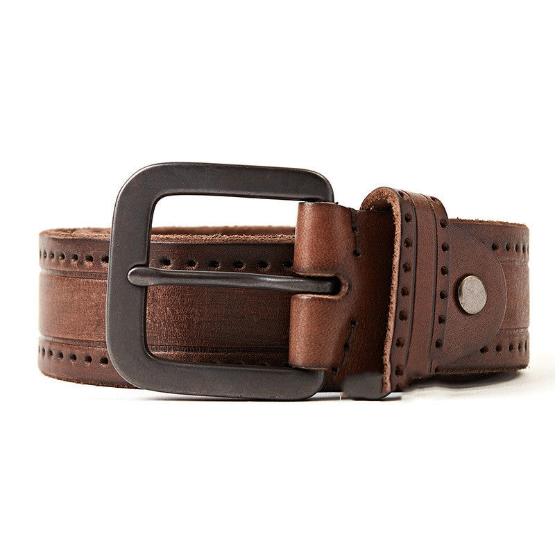 Men's First Layer Cowhide Leather Belt with Alloy Pin Buckle