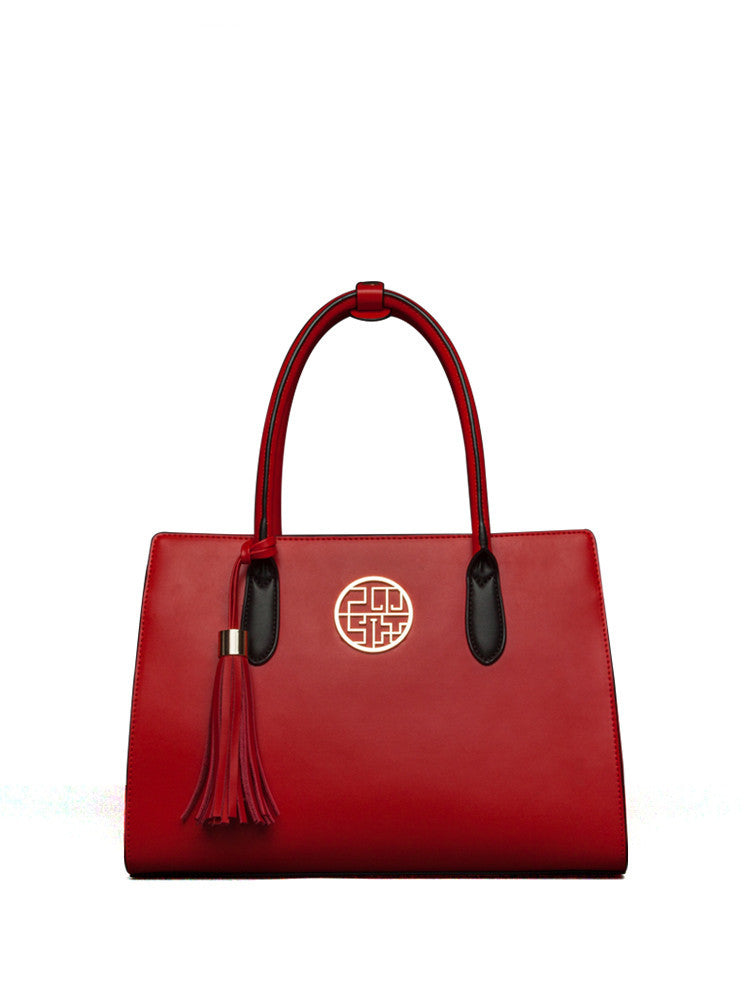 Practical Red PU Embossed Zipper Bag with Gift Box
