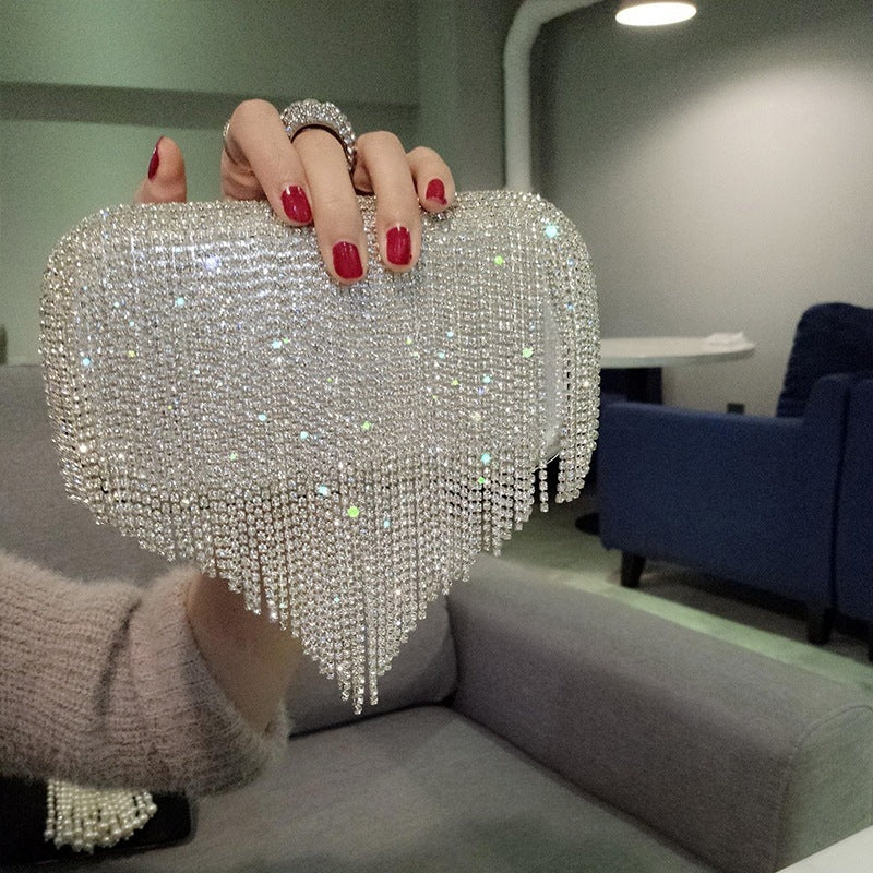 Sac à main à franges pour femme en diamant brillant pour soirée et mariée