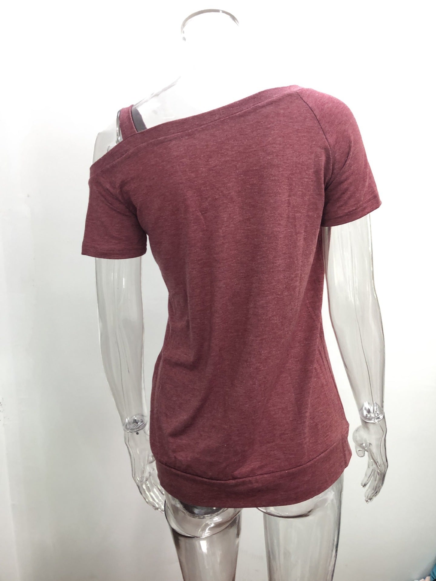 Solid color fashion strapless pullover female t-shirt