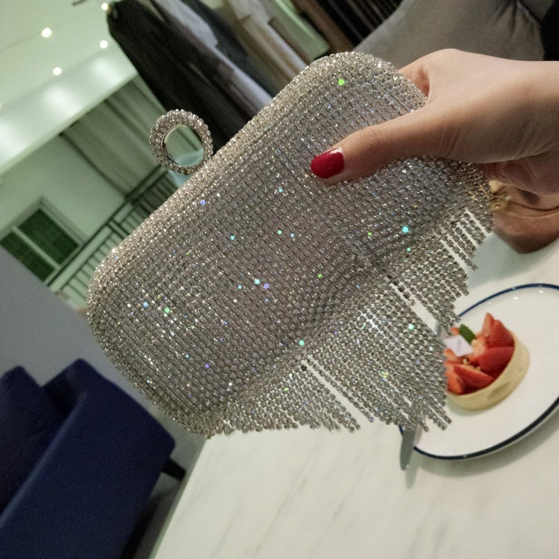 Sac à main à franges pour femme en diamant brillant pour soirée et mariée
