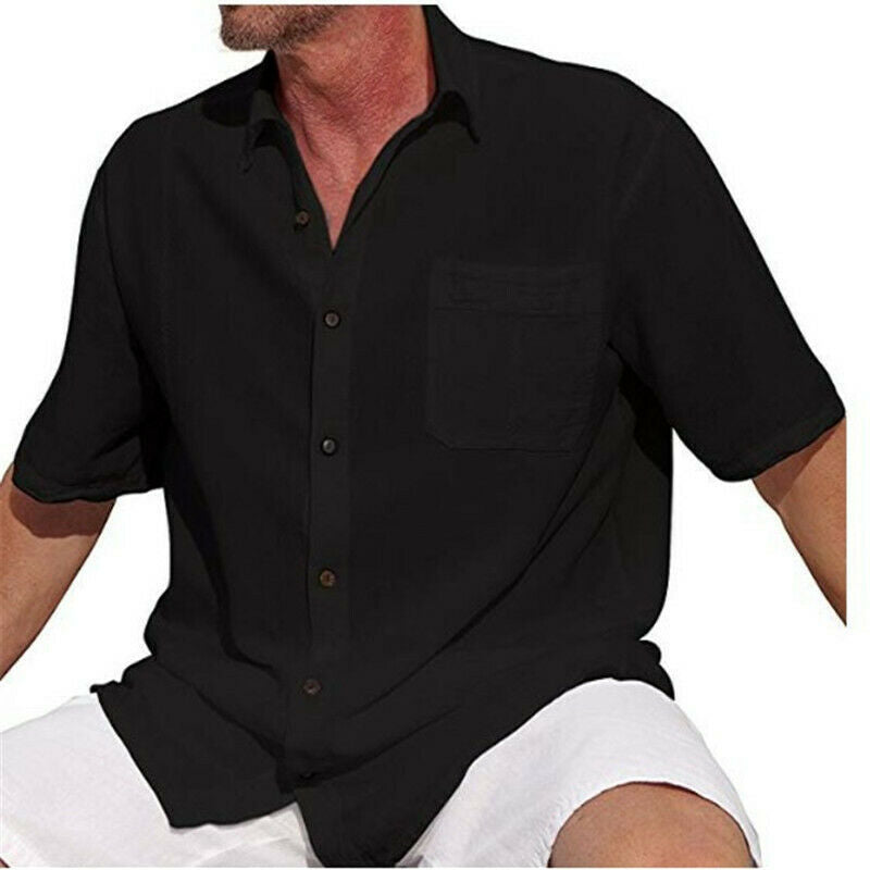 Men's Linen Hemp Shirt - White & Black, M-XXXL