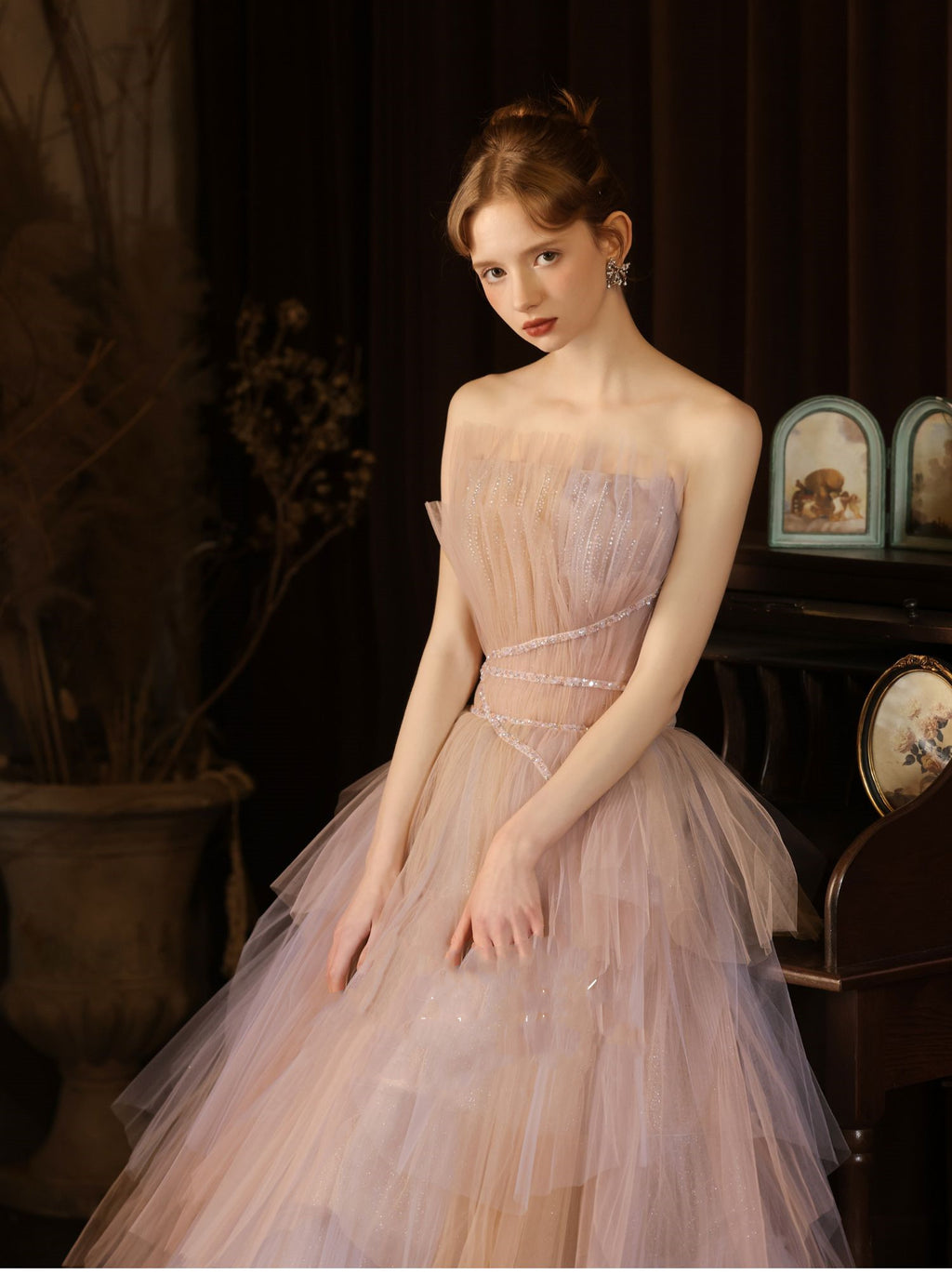 Salute Wine Evening Dress Light Luxury Small