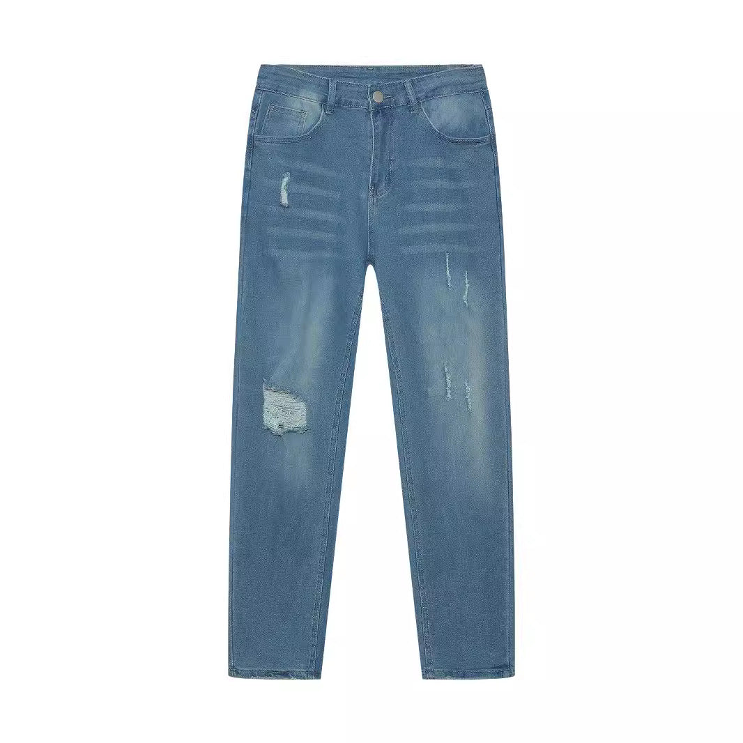 Jean Skinny Homme en Denim Bleu Élasticité Moyenne