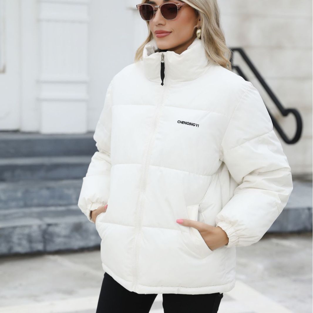 Women’s Winter Casual Windproof Down Cotton Thickened Jacket Solid Outwear