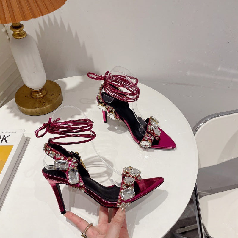 Women's Satin Stiletto Heels Low with Cold Noodles Sesame Sauce Design