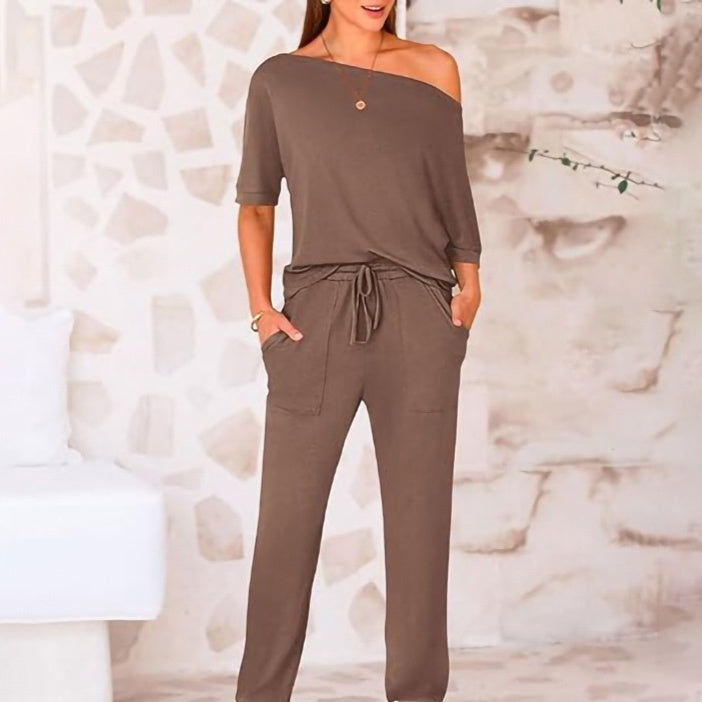 Oblique Shoulder Five-point Pants Solid Color Trousers Suit