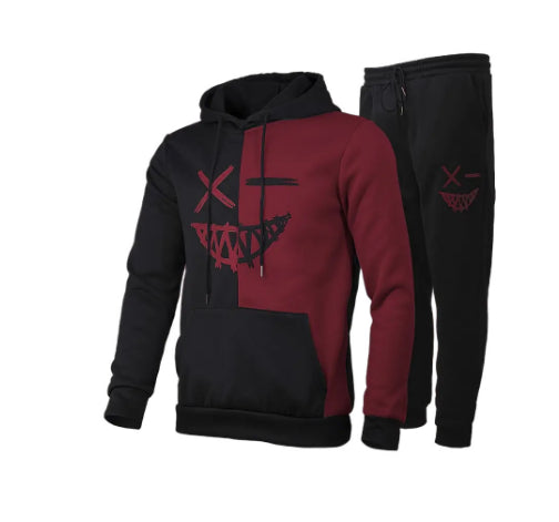 Ensemble 2 pièces Sports et Loisirs Classique à Carreaux, Pull à Capuche et Manches Longues