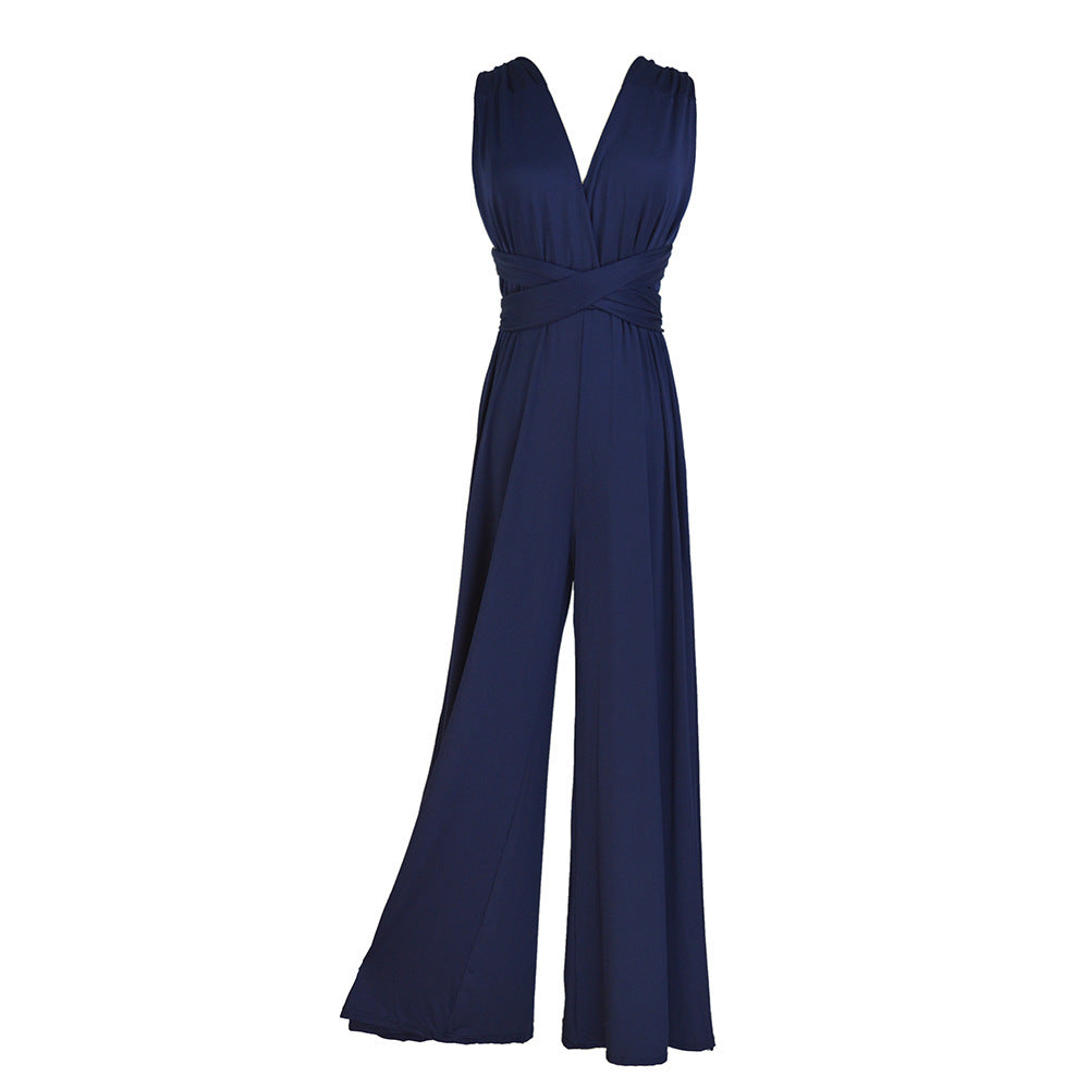 Women's Multi-Rope Cross Bandage Cropped Jumpsuit