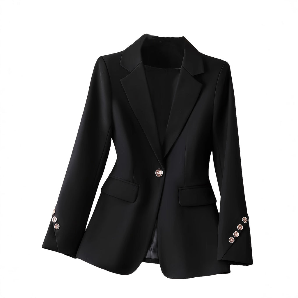 Veste de costume à manches longues pour femme avec boutons fantaisie