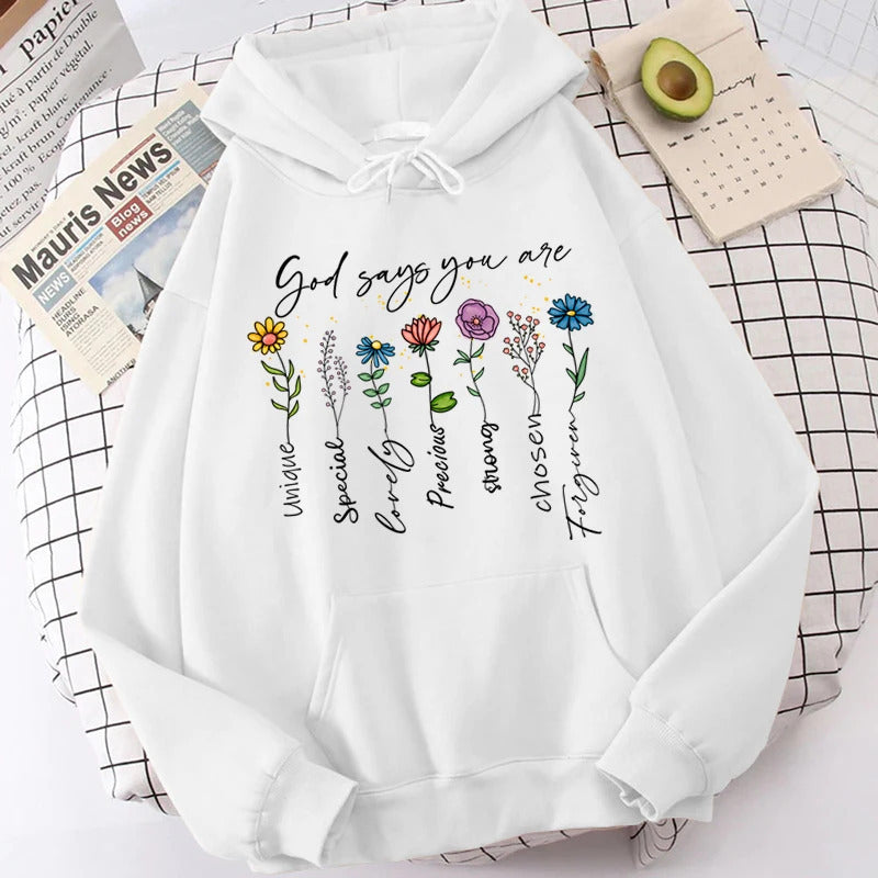 Funny Flower God Says You Are Unique Special Print Pullover