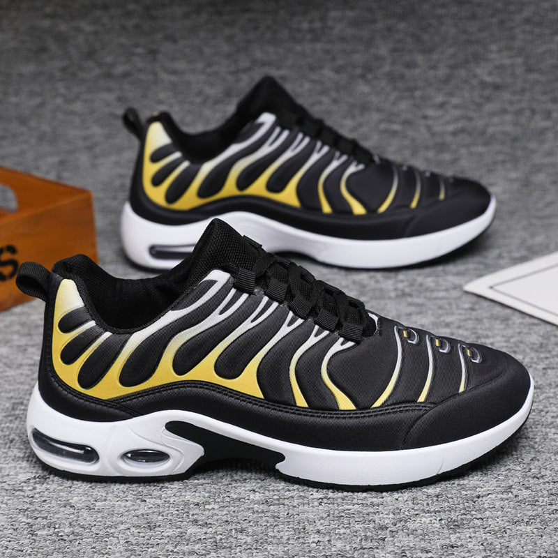 Color-Blocked Men’s Lace-Up Sneakers with Air Cushion for Running & Casual Wear
