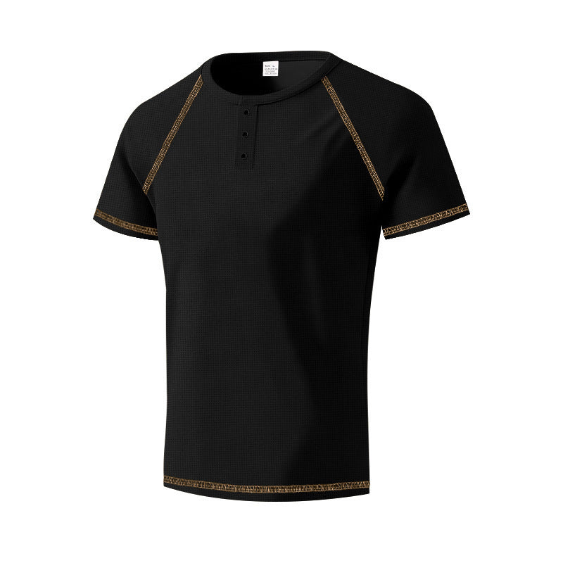Heavy Contrast Color Raglan Slim Pullover T-Shirt