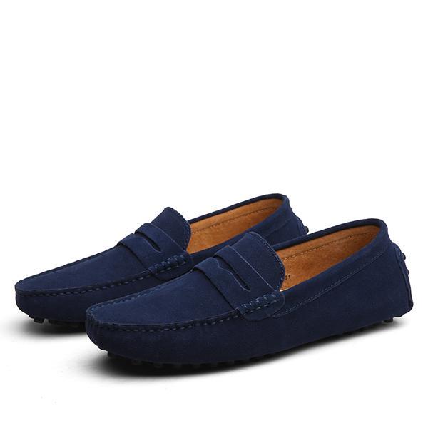 Men's Casual Cowhide Leather Shoes with Rubber Sole