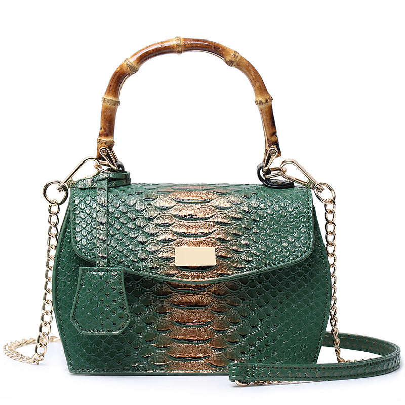 Snake Print PU Crossbody Bag with Magnetic Closure