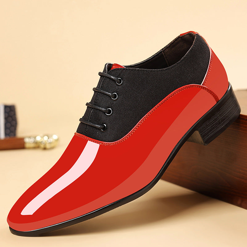 Men's Shiny Surface Soft Sole Casual Shoes White Red Black